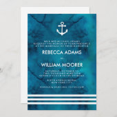 Blauwe Waterverf Nautical Wedding Kaart (Voorkant / Achterkant)