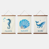 Blauwe Waterverf Nautisch Collectie Hangend Wandkleed (Driedubbel)