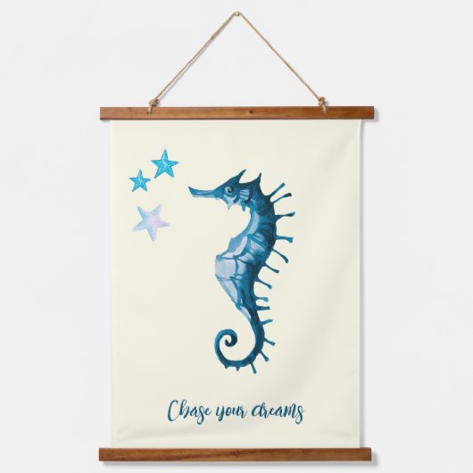 Blauwe Waterverf Nautisch Collectie Hangend Wandkleed (Voorkant)