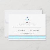 Blauwe Waterverf nautische bruiloft RSVP (Voorkant)