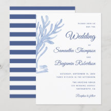 Blauwe Waterverf nautische bruiloft strand thema