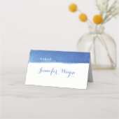 Blauwe waterverf nautische strand bruiloft plaats  plaatskaartje (Voorkant)