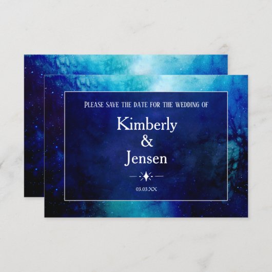 Blauwe Waterverf Nebula Sparen de Kaart van de Dat (Voorkant / Achterkant)