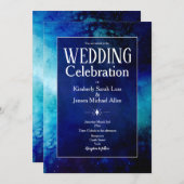 Blauwe Waterverf Nebula Weddenschap Kaart (Voorkant / Achterkant)