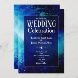 Blauwe Waterverf Nebula Weddenschap Kaart