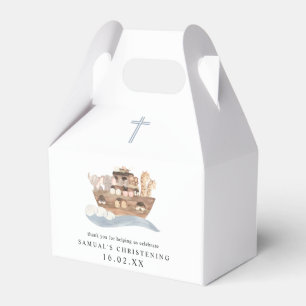Blauwe Waterverf Noah's Ark Boy Christening  Bedankdoosjes