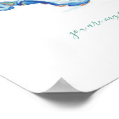 Blauwe Waterverf Octopus Art Poster (Hoek)