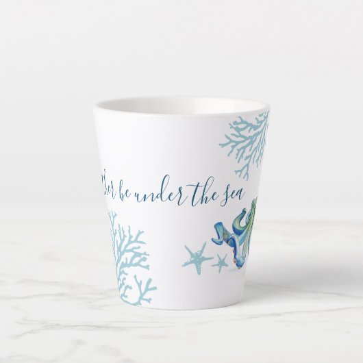 Blauwe Waterverf Octopus Latte Mok (Voorkant)