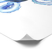 Blauwe Waterverf Octopus Poster (Hoek)