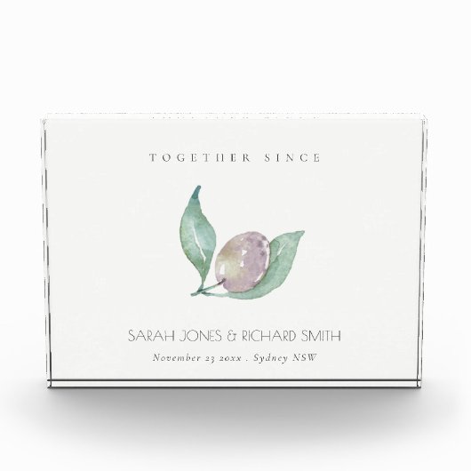 BLAUWE WATERVERF OLIVE BEWAREN DE DATUM WEDING GIF FOTOBLOKKEN (Voorkant)