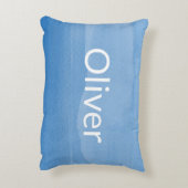 Blauwe Waterverf Ombre met naam Accent Kussen (Achterkant (Verticaal))