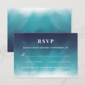 Blauwe waterverf ombre RSVP kaartje (Voorkant / Achterkant)