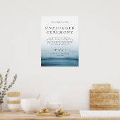 Blauwe Waterverf Ombre Unplugged Wedding Ceremony Poster (Keuken)