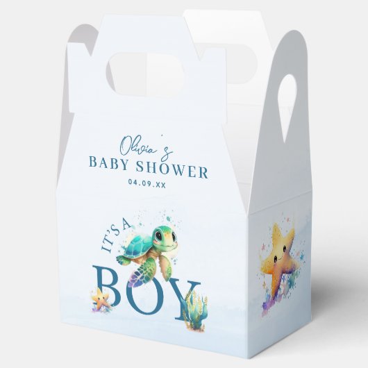 Blauwe Waterverf onder het Baby shower van de Zee Bedankdoosjes (Geopend)