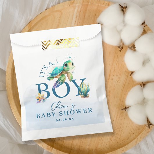 Blauwe Waterverf onder het Baby shower van de Zee Bedankzakje