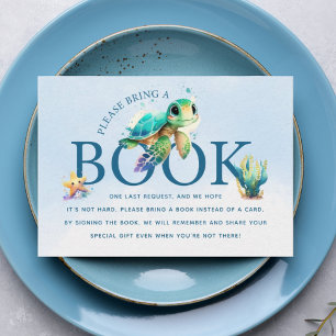 Blauwe Waterverf onder het Baby shower van de Zee Informatiekaartje