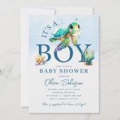 Blauwe Waterverf onder het Baby shower van de Zee Kaart (Voorkant)