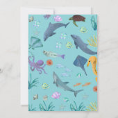 Blauwe Waterverf onder het Baby shower van de Zee Kaart (Achterkant)