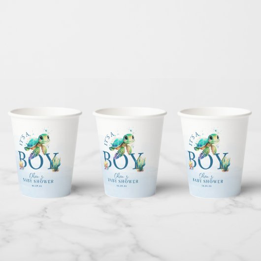 Blauwe Waterverf onder het Baby shower van de Zee Papieren Bekers (Multi)