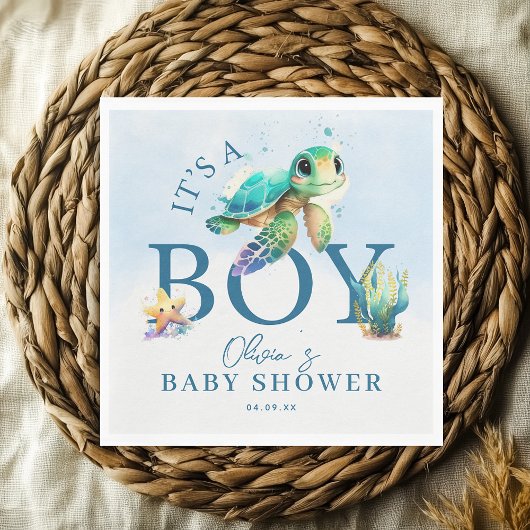 Blauwe Waterverf onder het Baby shower van de Zee Servet