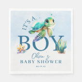Blauwe Waterverf onder het Baby shower van de Zee Servet (Voorkant)