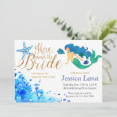 Blauwe waterverf onderzeese zoete zeemeermaïde gou kaart (Staand voorkant)