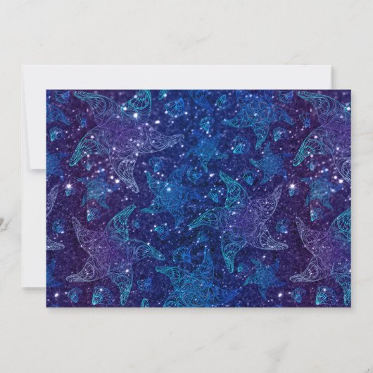 Blauwe waterverf onderzeese zoete zeemeermaïde gou kaart (Achterkant)