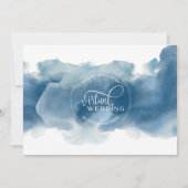 Blauwe Waterverf, online virtuele bruiloft Kaart (Achterkant)