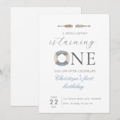 Blauwe waterverf Onze Kleine Kapitein Draait Eén Kaart (Voorkant / Achterkant)