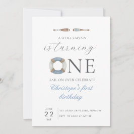 Blauwe waterverf Onze Kleine Kapitein Draait Eén Kaart