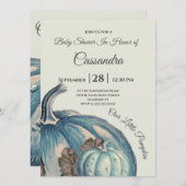 Blauwe Waterverf Onze kleine pompoen Baby shower (Voorkant / Achterkant)