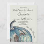 Blauwe Waterverf Onze kleine pompoen Baby shower (Voorkant)