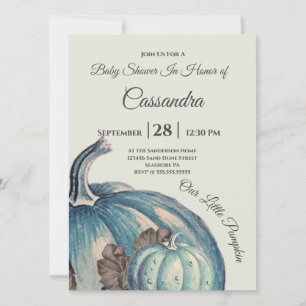 Blauwe Waterverf Onze kleine pompoen Baby shower