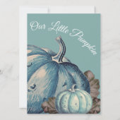Blauwe Waterverf Onze kleine pompoen Baby shower (Achterkant)