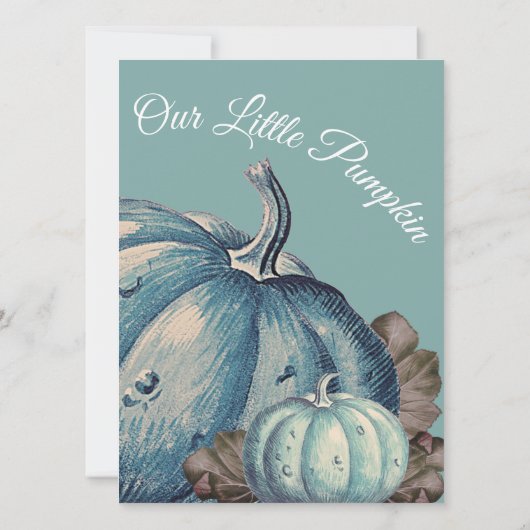 Blauwe Waterverf Onze kleine pompoen Baby shower (Achterkant)