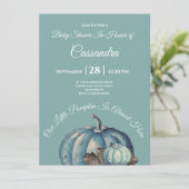 Blauwe Waterverf Onze kleine pompoen Baby shower (Staand voorkant)