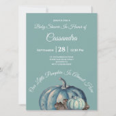 Blauwe Waterverf Onze kleine pompoen Baby shower (Voorkant)