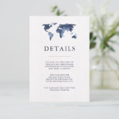 Blauwe Waterverf op wit | Wereldkaart gastgegevens Informatiekaartje (Staand voorkant)