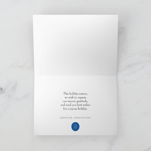 Blauwe Waterverf Ornamenten | Vakantie Groeten Feestdagen Kaart (Binnen)