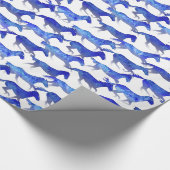 Blauwe Waterverf paarden Cadeaupapier (Hoek)