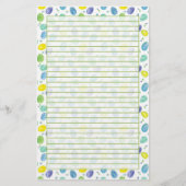 Blauwe Waterverf paaseieren groen gevoerd Briefpapier (Voorkant)