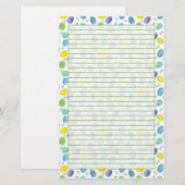 Blauwe Waterverf paaseieren groen gevoerd Briefpapier (Voorkant / Achterkant)