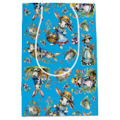 Blauwe Waterverf Paashaas Eieren & Bloemen Medium Cadeauzakje (Voorkant)