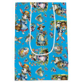 Blauwe Waterverf Paashaas Eieren & Bloemen Medium Cadeauzakje (Achterkant)