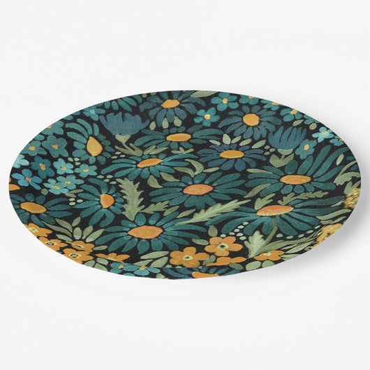 Blauwe waterverf papieren bordje (Gekanteld)