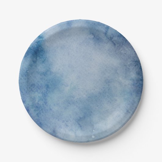 Blauwe Waterverf Papieren Bordje (Voorkant)