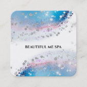 *~* Blauwe Waterverf Pastel Abstract Silver Glitte Vierkante Visitekaartje (Voorkant)