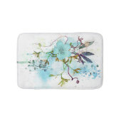 Blauwe Waterverf Pastel Floral Badmat (Voorkant)