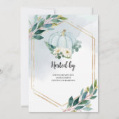 Blauwe waterverf pastel greenery kleine pompoen kaart (Achterkant)