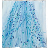 Blauwe Waterverf & Pastel kunstwerk Douchegordijn (Voorkant)